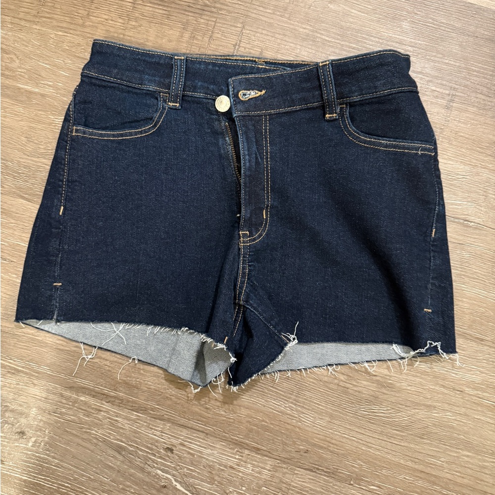 American Eagle Outfitters Blue Jean Shorts with Frayed Hem
